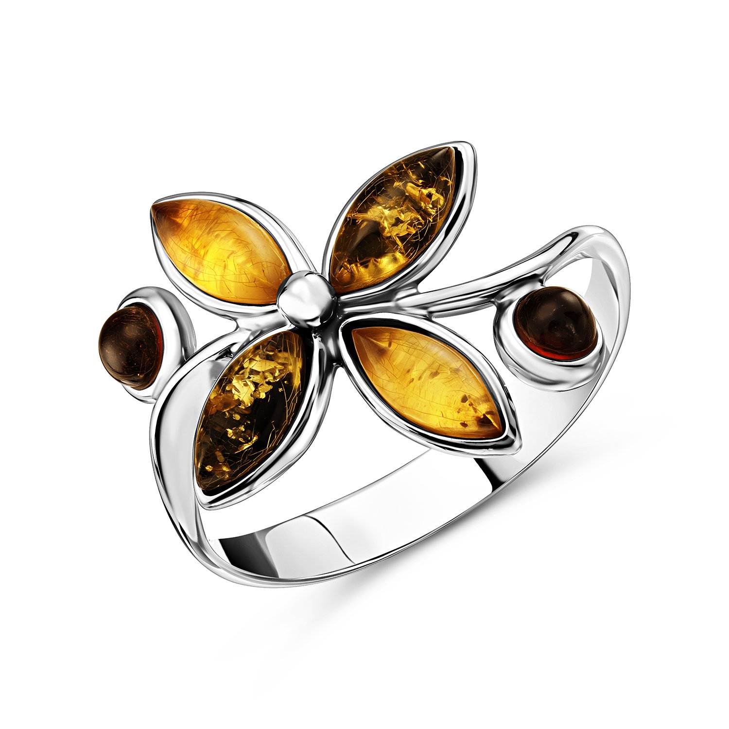 Серебряное кольцо с янтарем