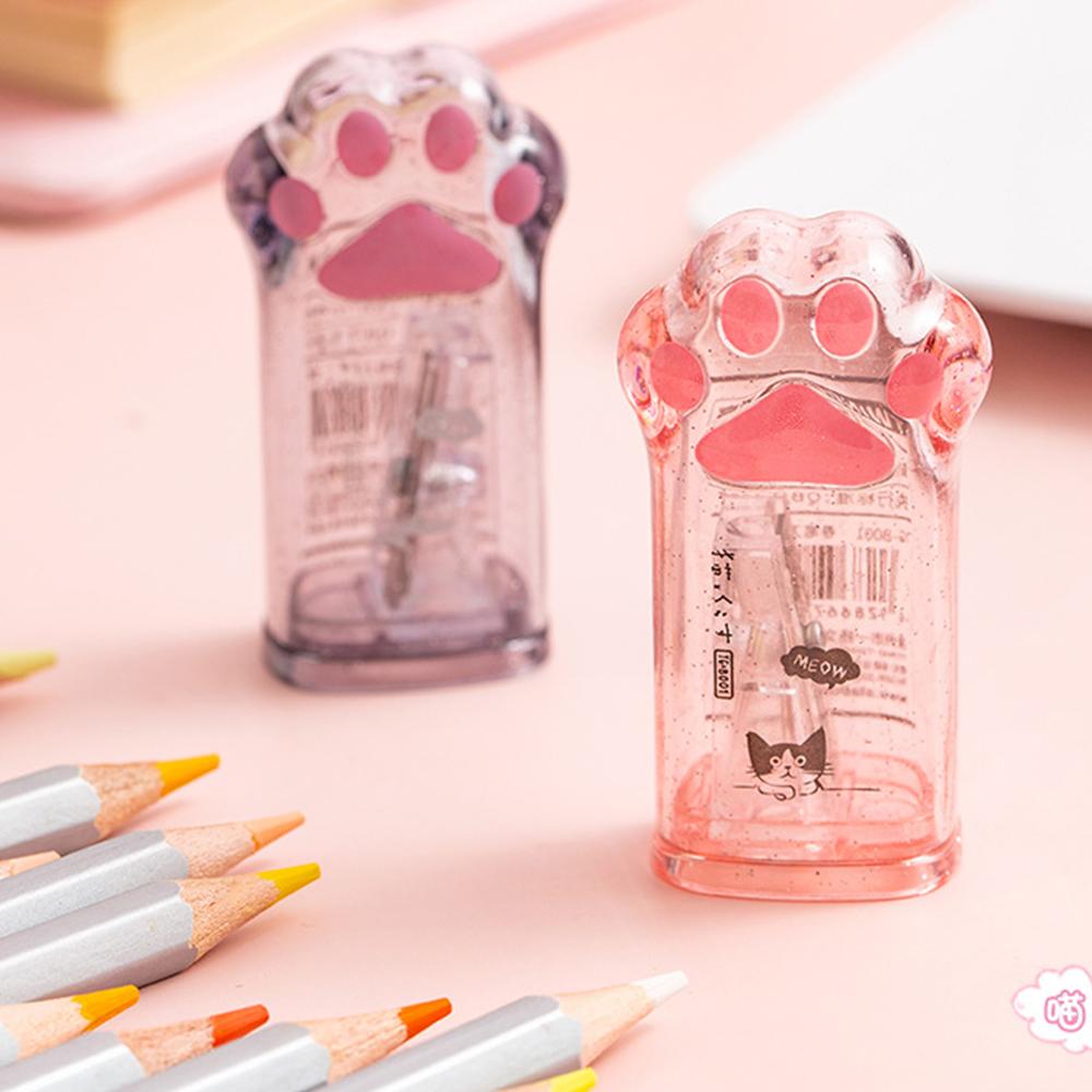 Милый кошачий лапка студент кавайный карандаш инструменты школьные принадлежности точилки точилка для карандашей