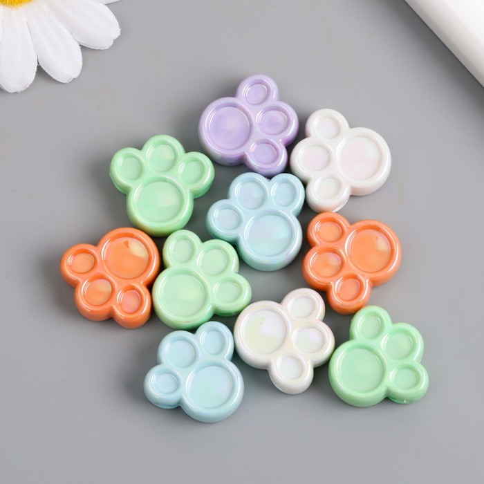 Бусина для творчества пластик «Лапка. Перламутровый глянец», 0.8×2.3×2.4 см, МИКС