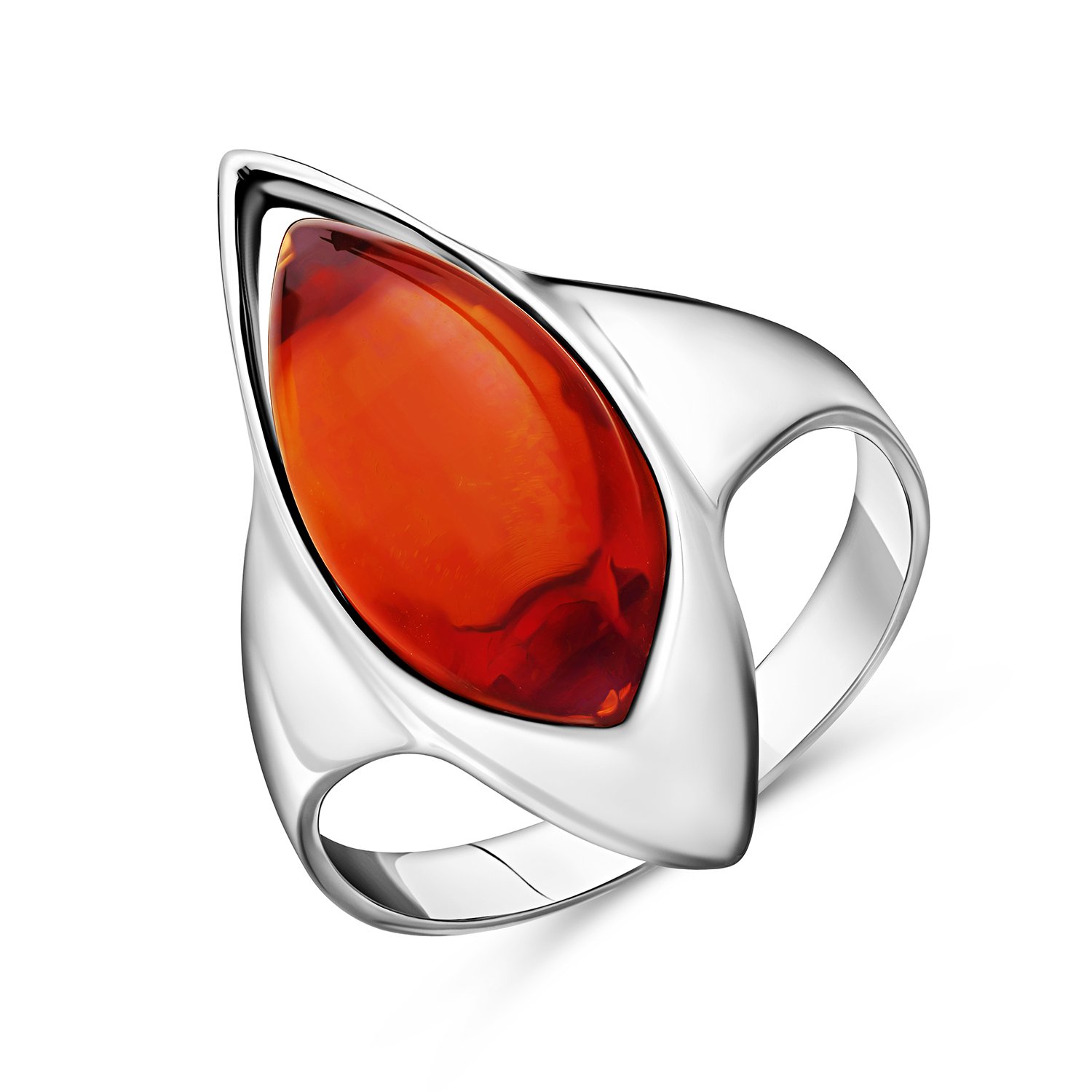 Серебряное кольцо с янтарем