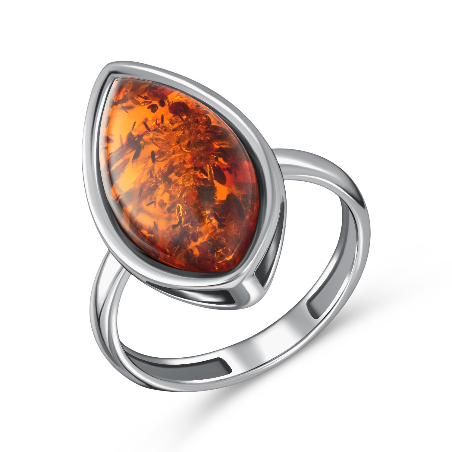 Серебряное кольцо с янтарем