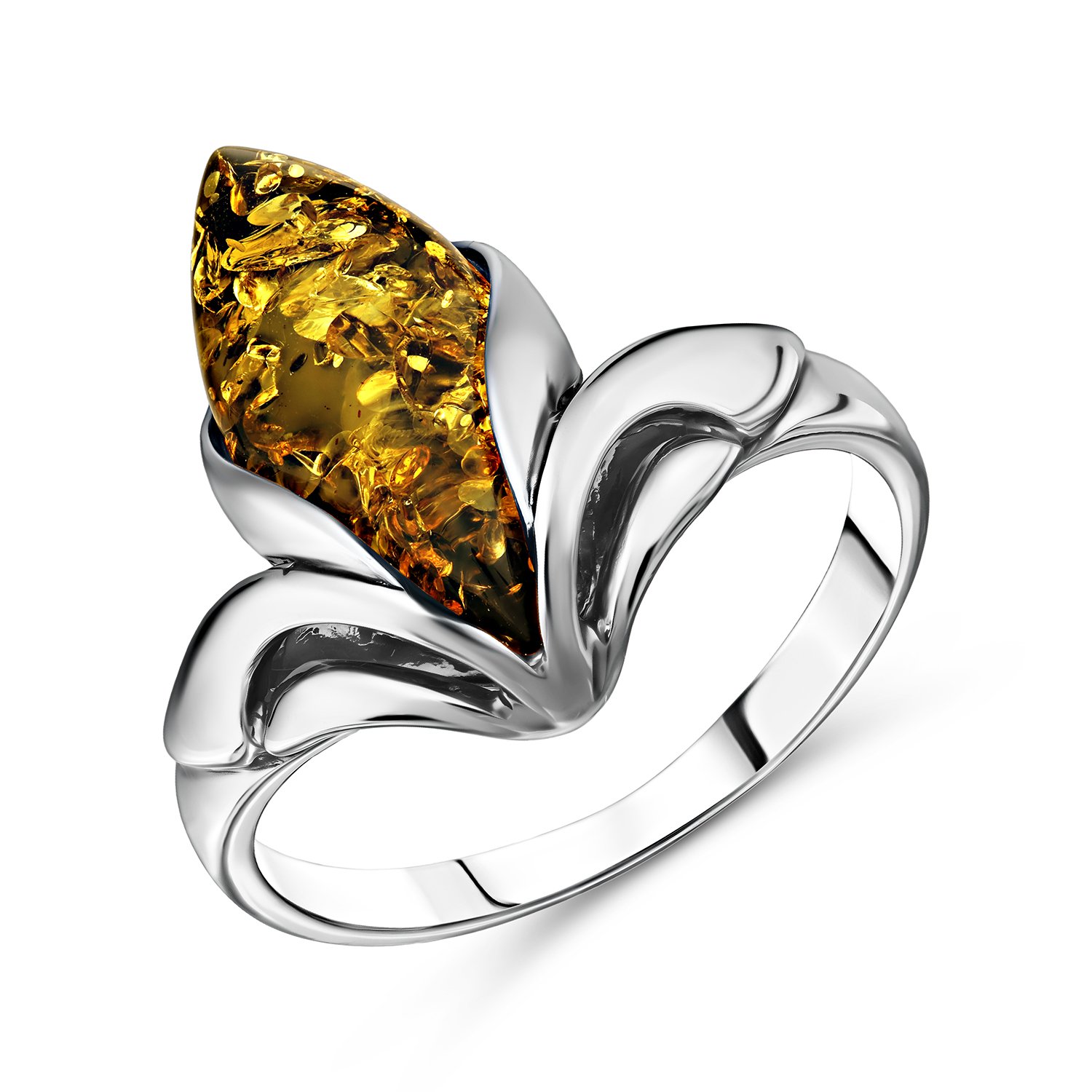 Серебряное кольцо с янтарем