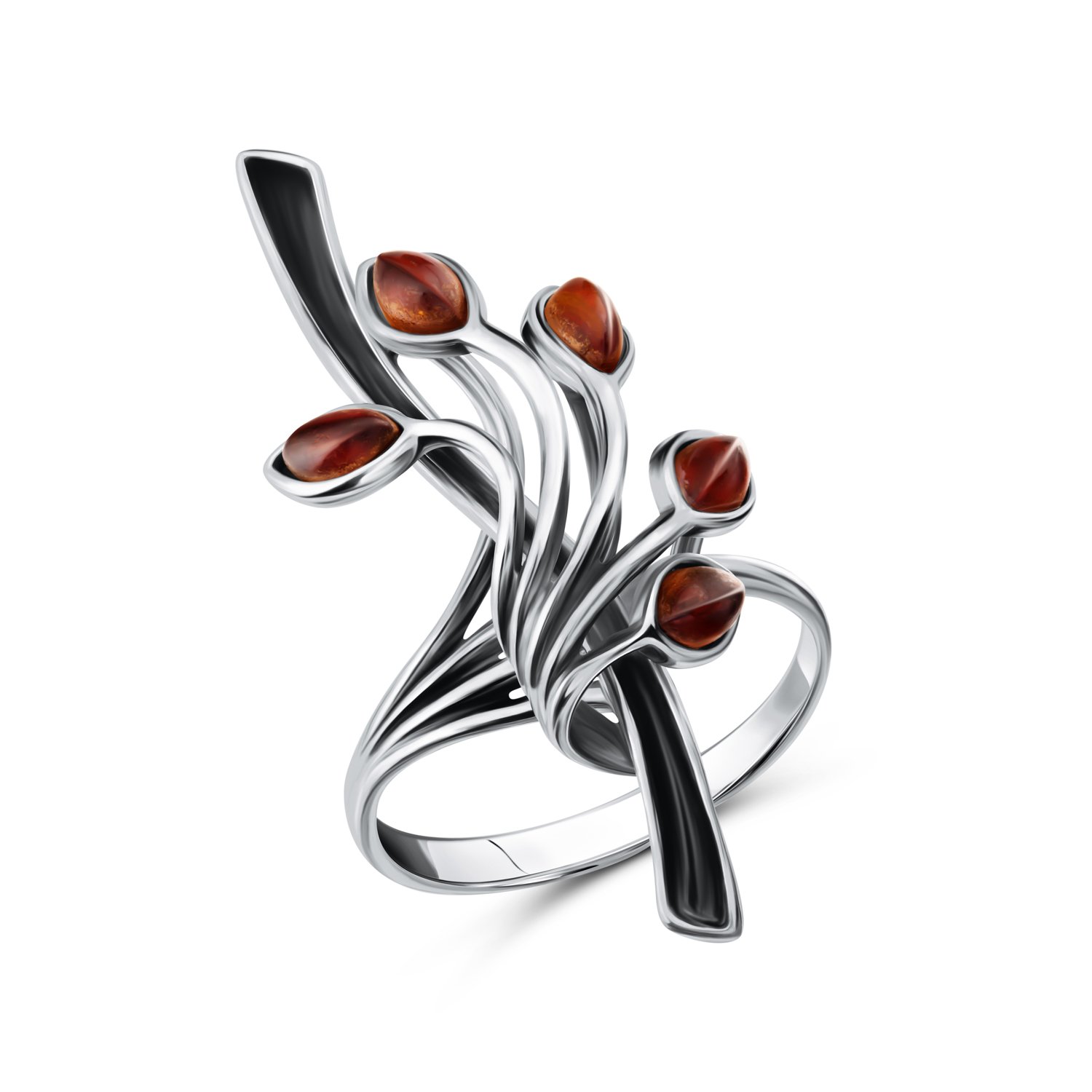 Серебряное кольцо с янтарем