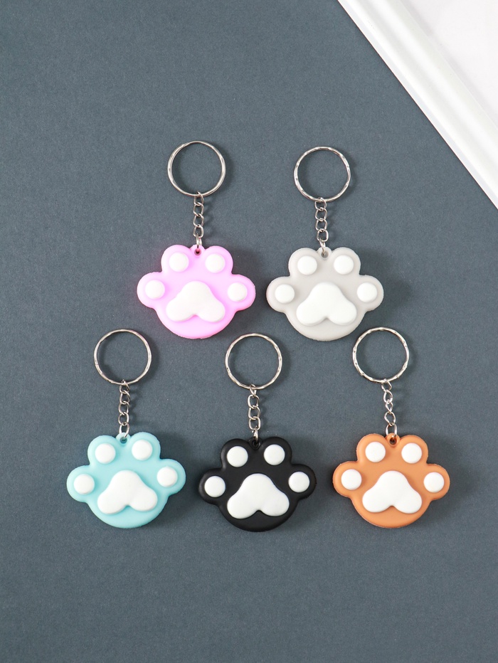 Брелок для ключей на кольце «Цветная лапка», резина, 4×5×1 см, МИКС