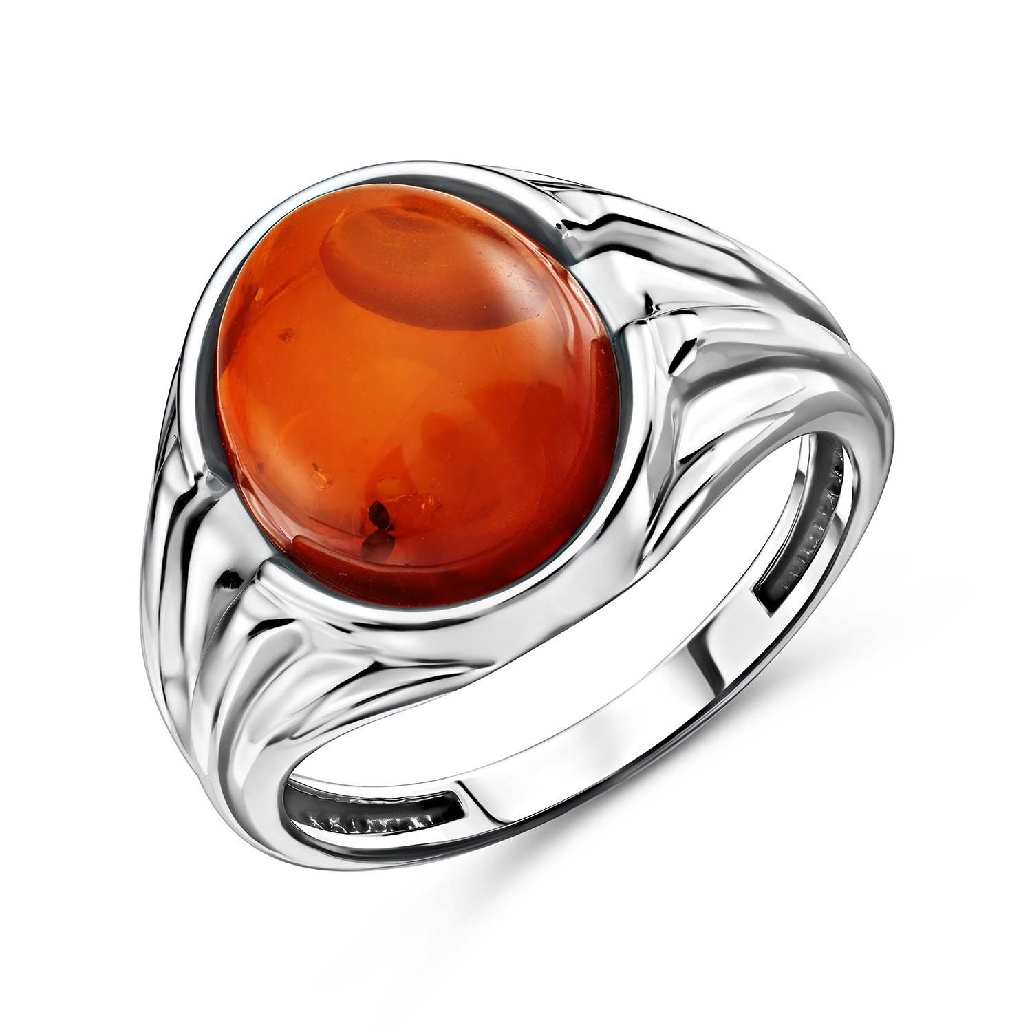 Серебряное кольцо с янтарем